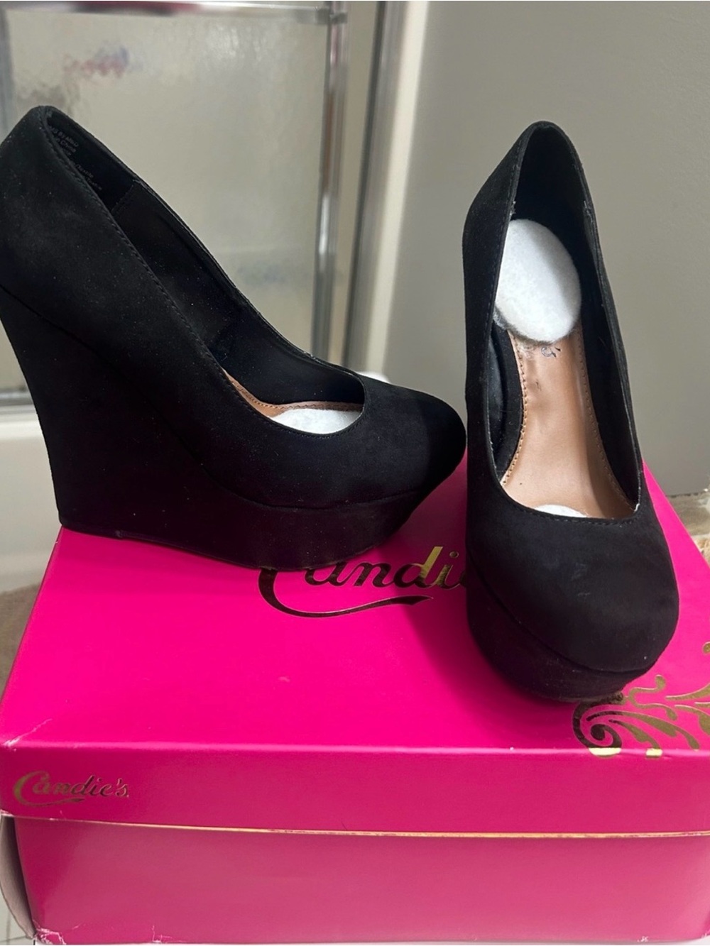 Candie's Black Suede Rounded Toe Pump
